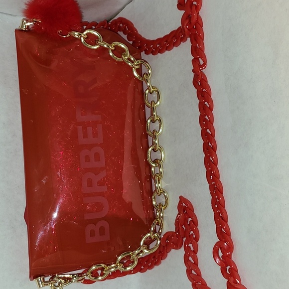 Burberry Handbags - Burberry Red Gold Purse Bag Cosmetic Crossbody
